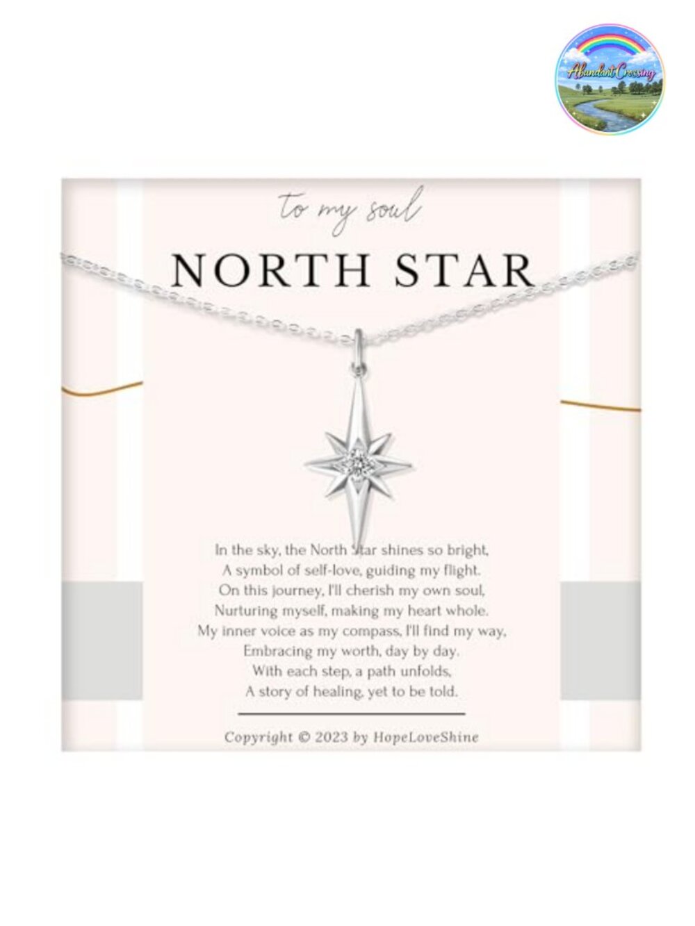 Sterling Silver North Star Pendant Necklace Inspirational Healing Gift Women